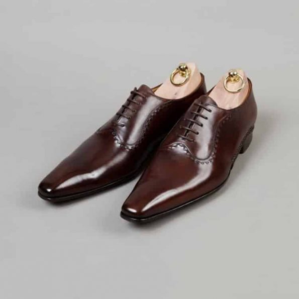 Chaussures Richelieu à Plastron – ligne Castelo – Cognac Foncé réf. 3011