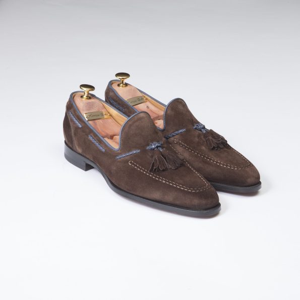 Chaussures Mocassin Palerme – ligne Prestige – velours de Kangourou Marron – réf 4216