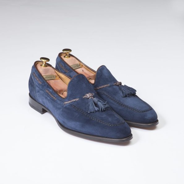 Chaussures Mocassin Palerme – ligne Prestige – velours de Kangourou Marine – réf 4216