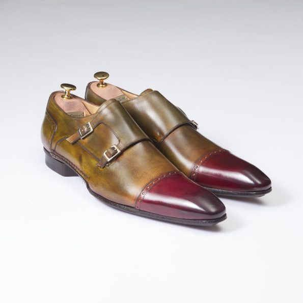 Chaussures Double boucle patine bicolore Bronze/Acajou – ligne Castelo – réf. 3026