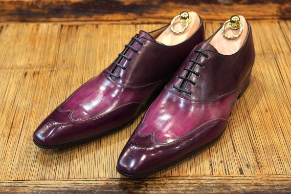 Chaussures Richelieu à Médaillon patine bicolore violette/fushia – ligne Castelo – réf. 3003